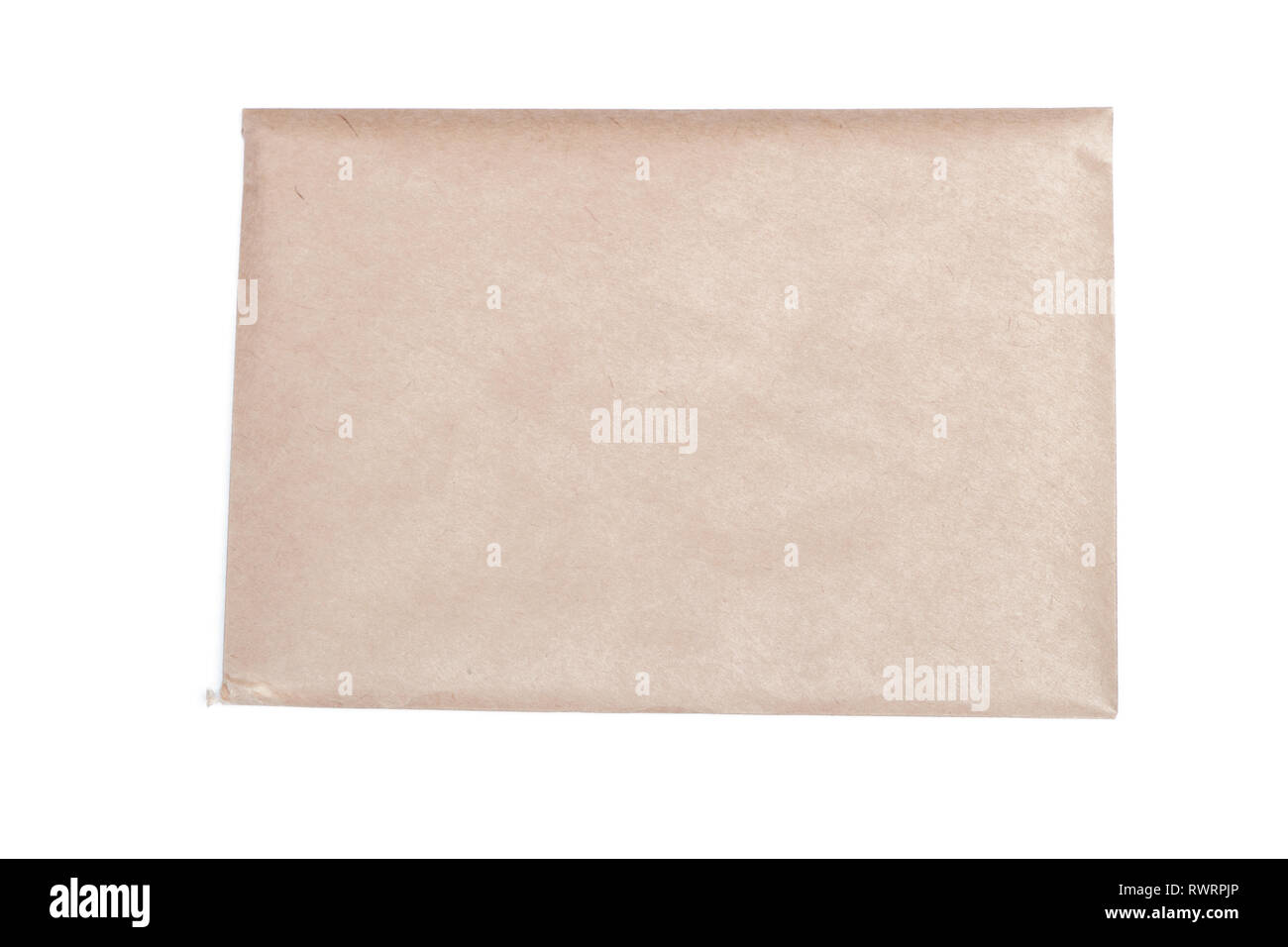 Old open envelope isolated on white background Stock Photo