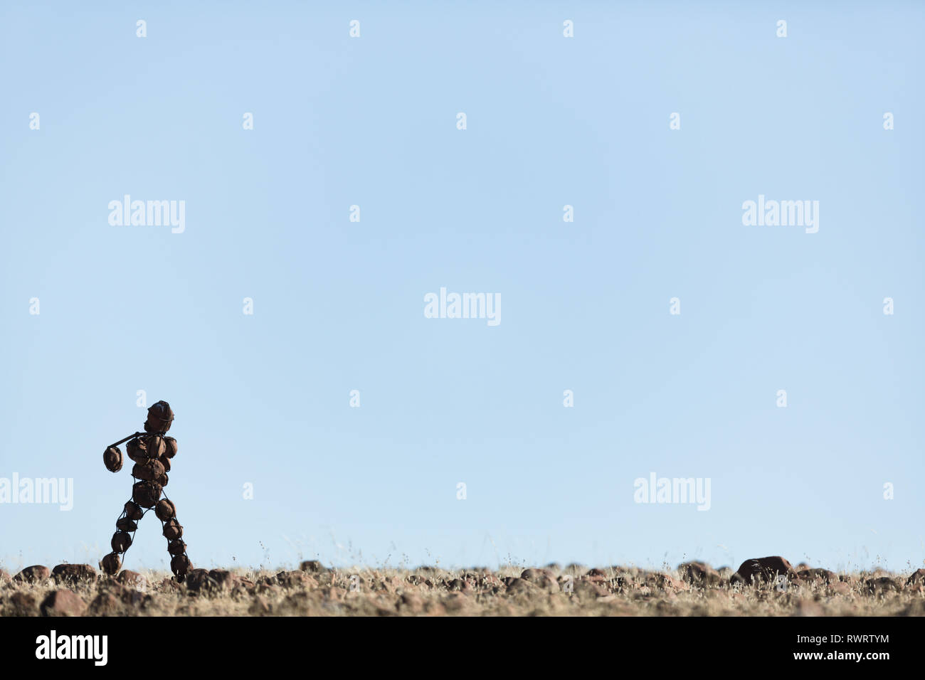 A Lone stone man, part of the mystery that the Kunene Region holds in northern Namibia. Stock Photo