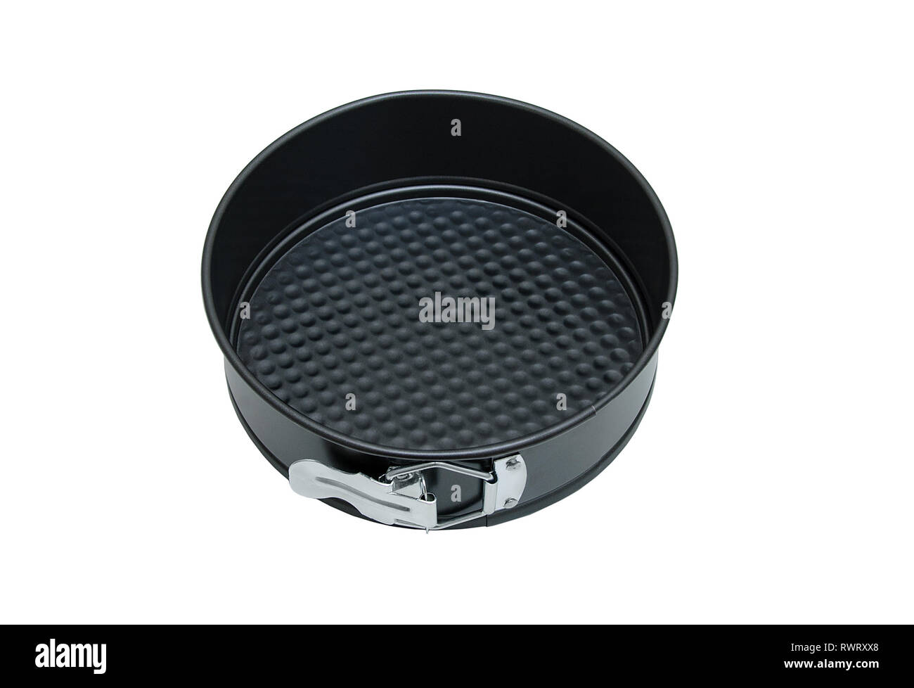 Metal round detachable baking dish. White isolate Stock Photo Alamy