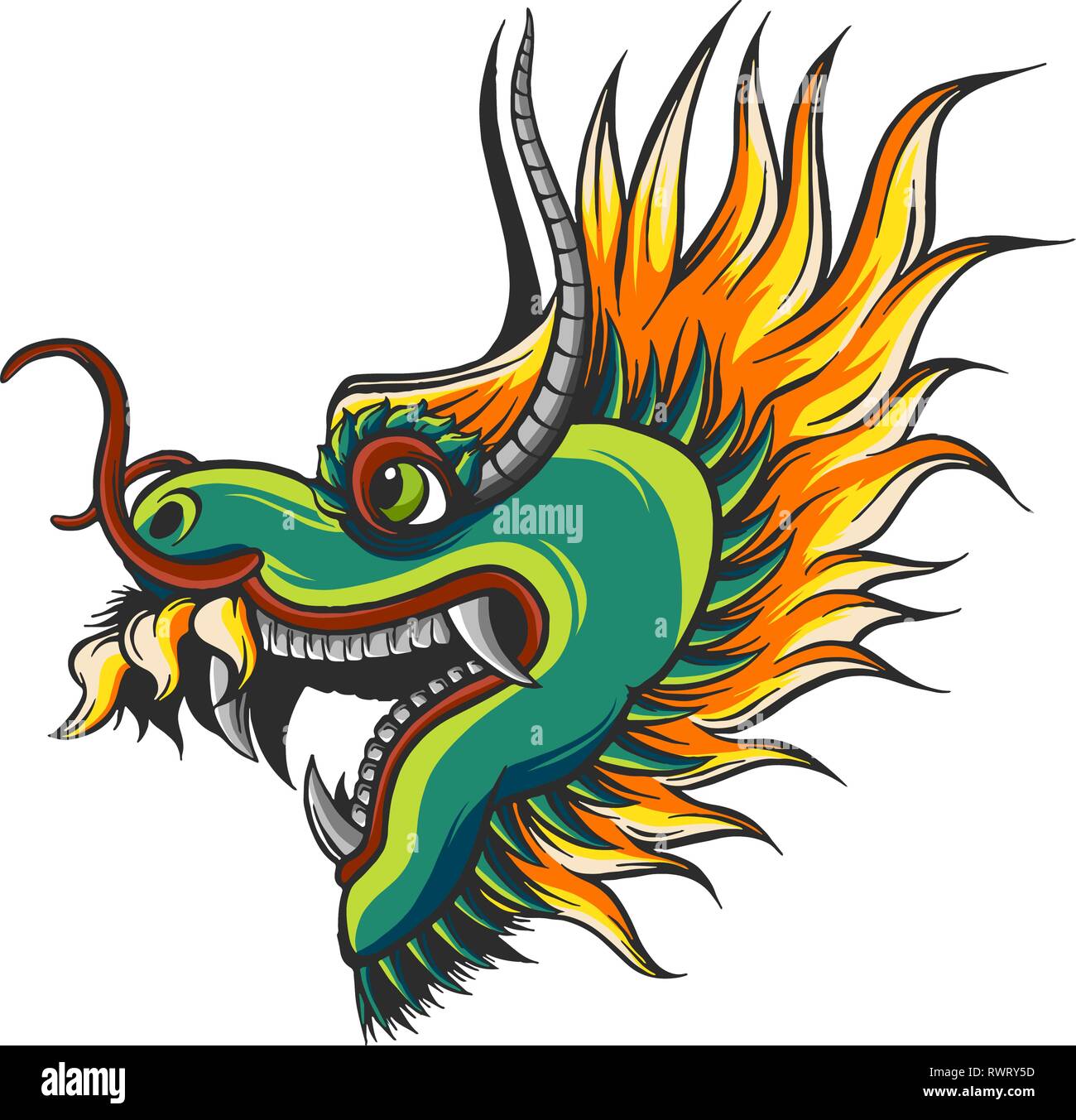 head of a colorful Chinese dragon illustration Stock Vector