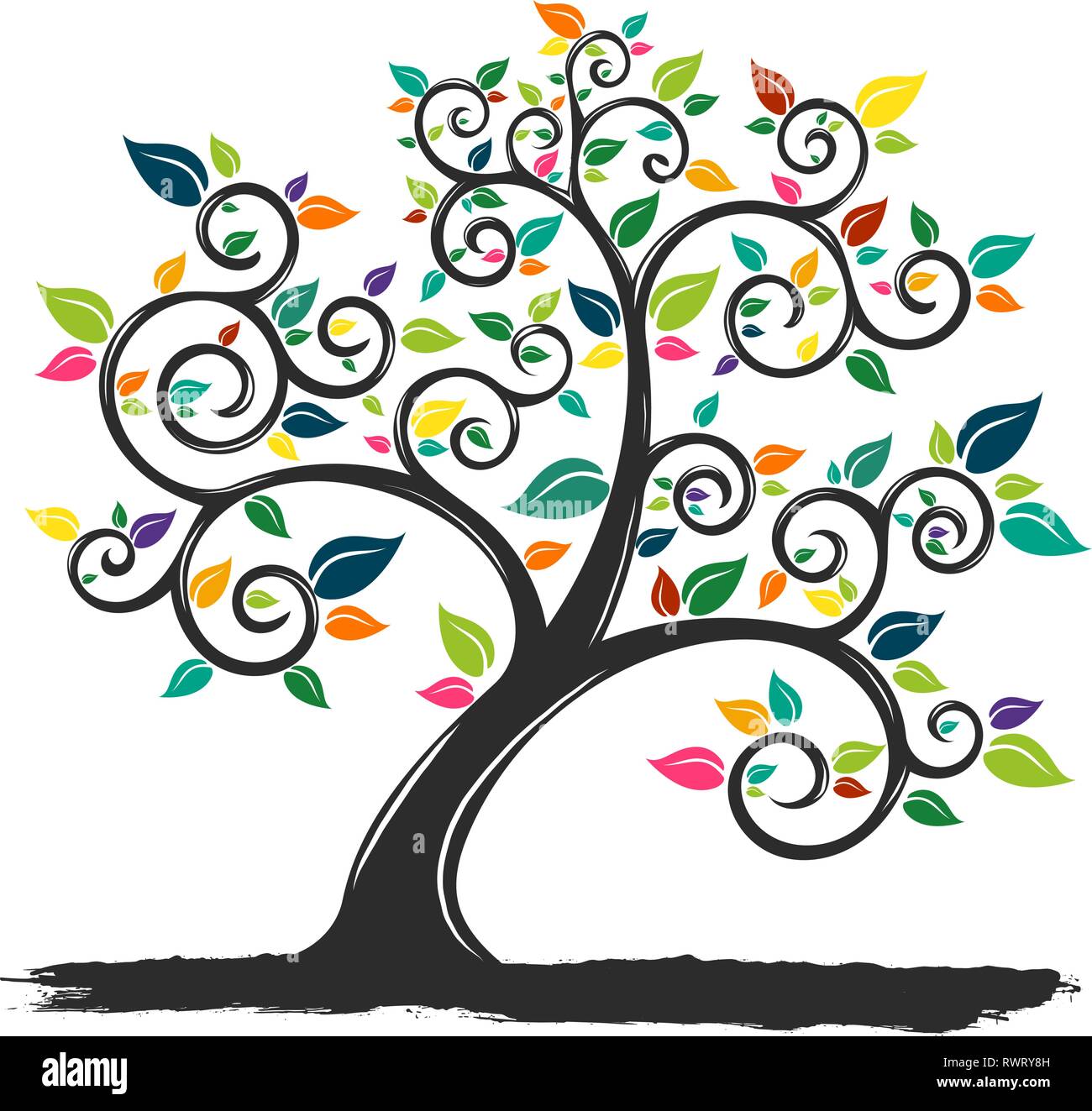 illustration of a tree with colored leaves Stock Vector