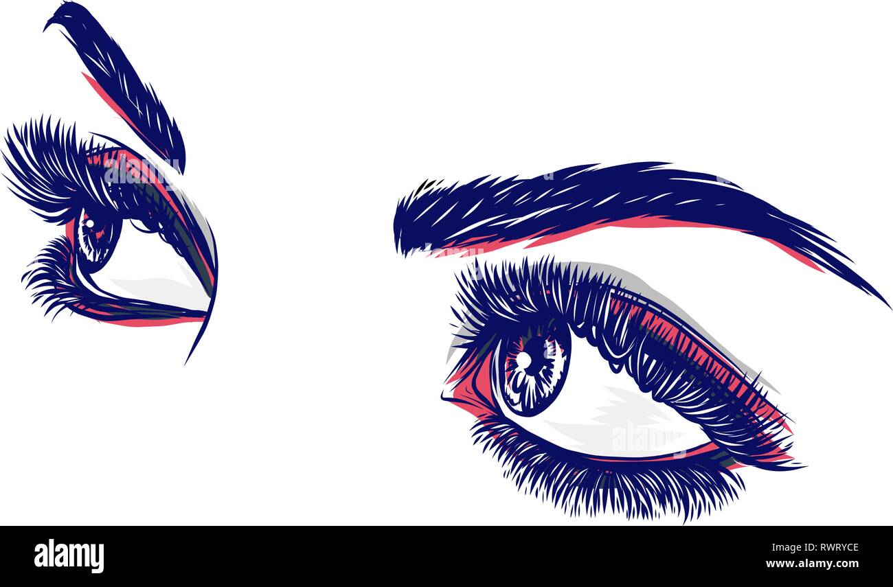 illustration of colorful blue woman s eyes Stock Vector Image & Art - Alamy