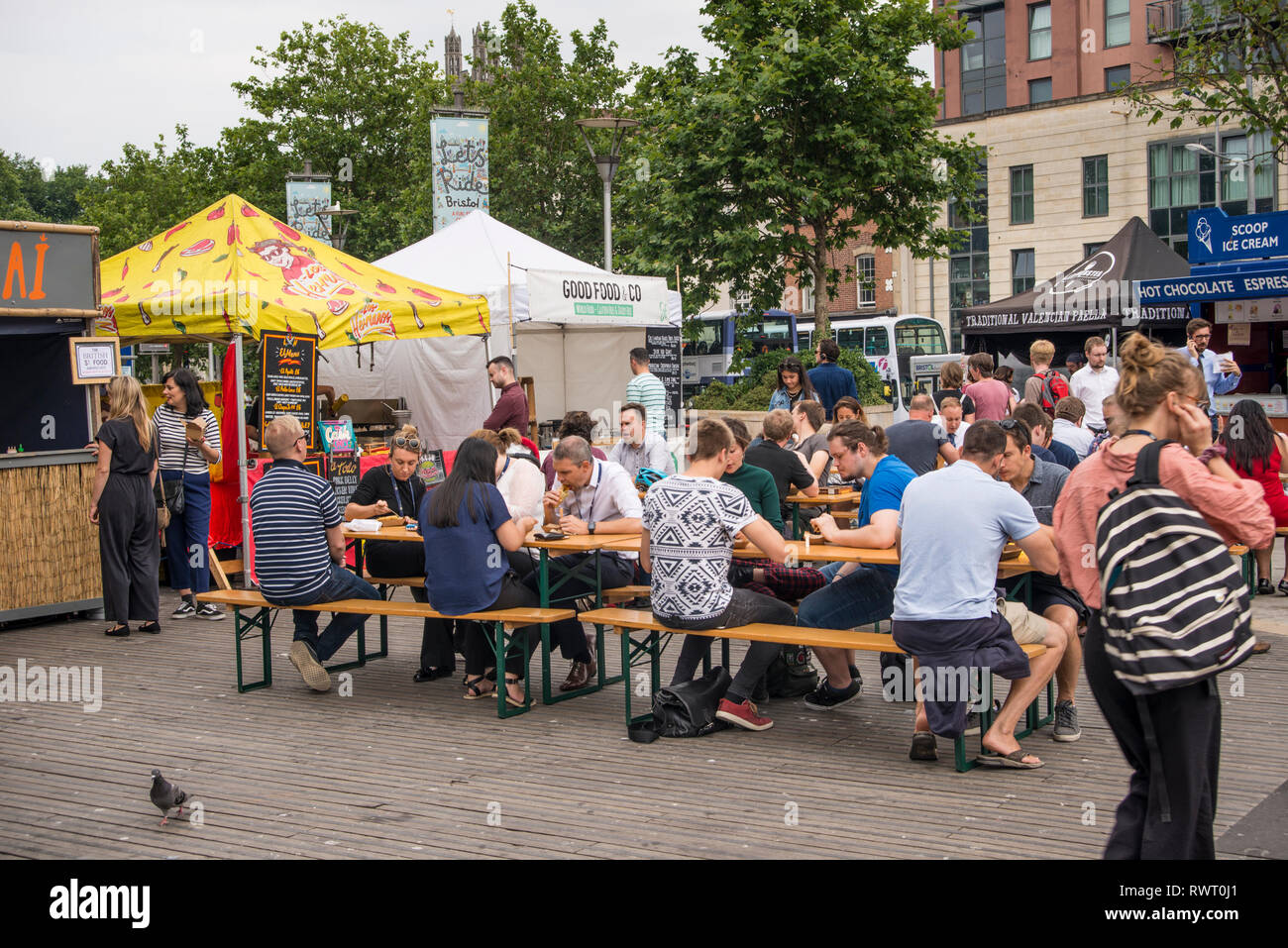 Street food stalls set up at Harbourside, Bristol, UK Stock Photo Alamy