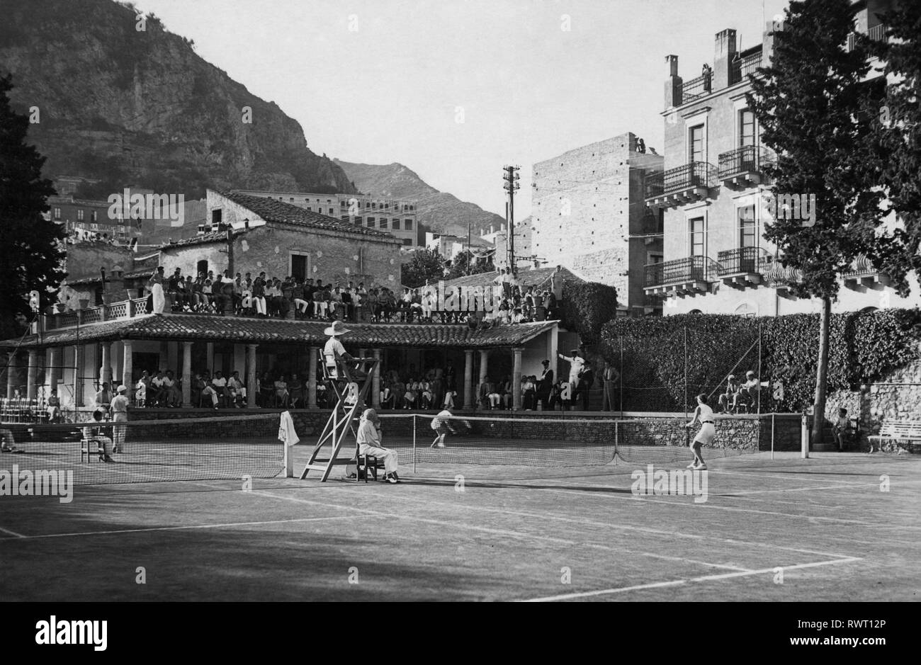 Italy, Sicily, Taormina, tennis courts, 1920-30 Stock Photo - Alamy