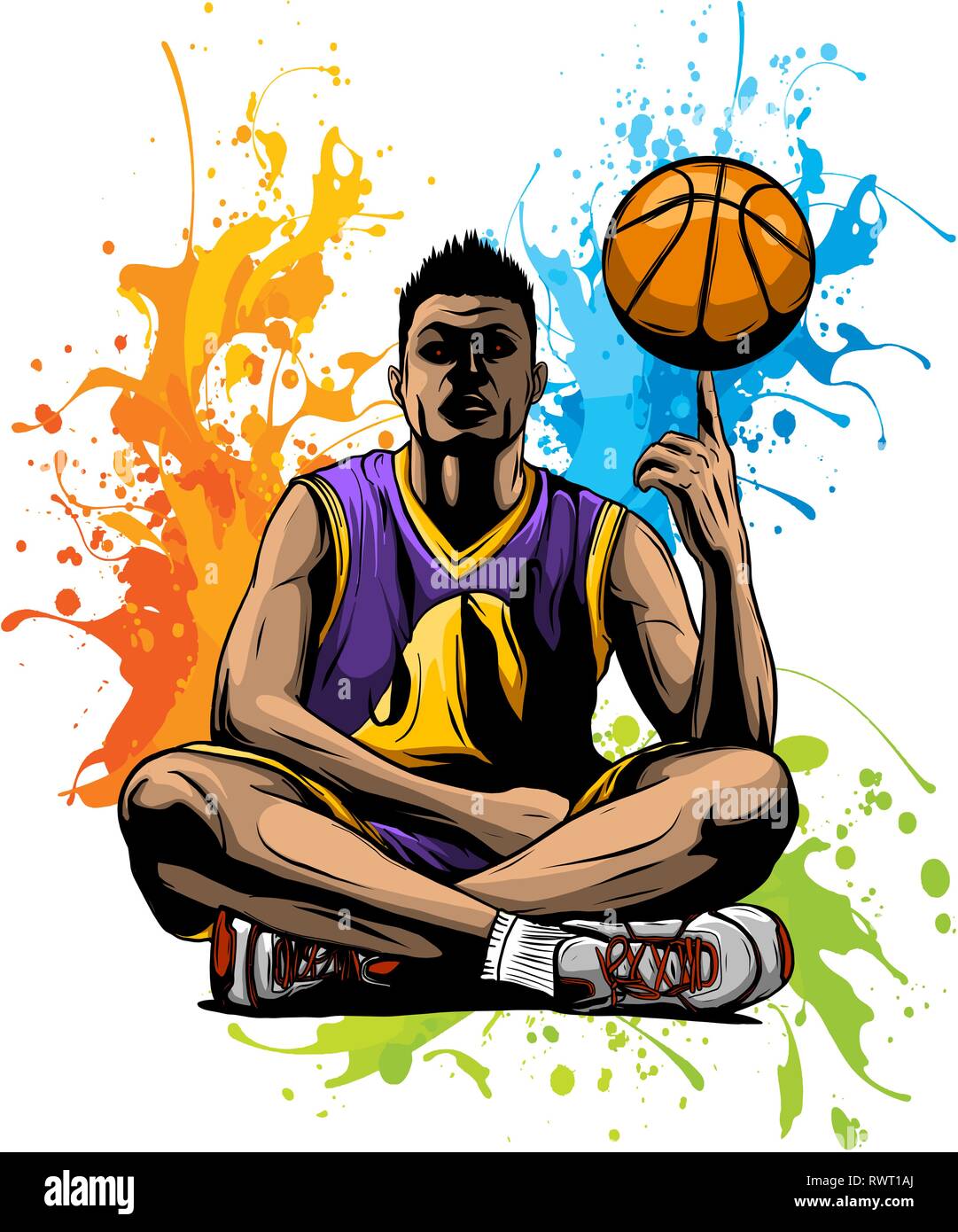 vector illustration basketball player with the ball Stock Vector Image