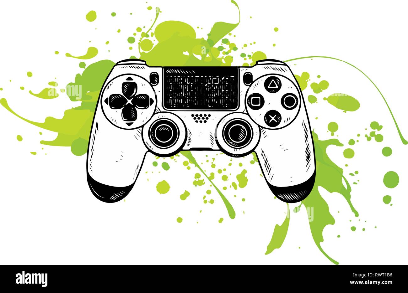 Gamepad for game console.The joystick for the console.The controller in the vector.Joystick vector illustration. Stock Vector