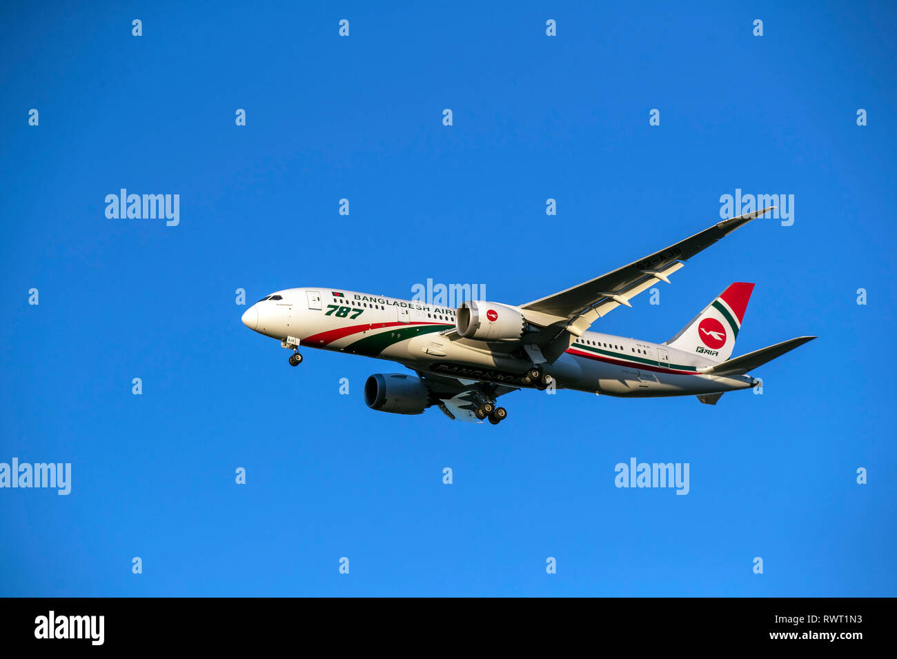 Biman bangladesh airlines boeing 787 8 dreamliner plane lands heathrow airport hires stock