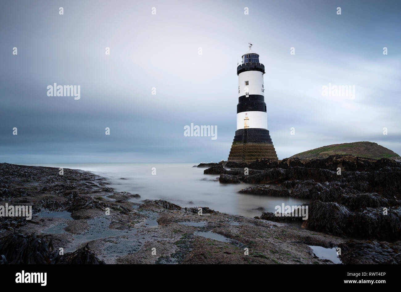 Photograph by © Jamie Callister. Penmon Lighthouse, Anglesey, North Wales, 4th of March 2019. Stock Photo