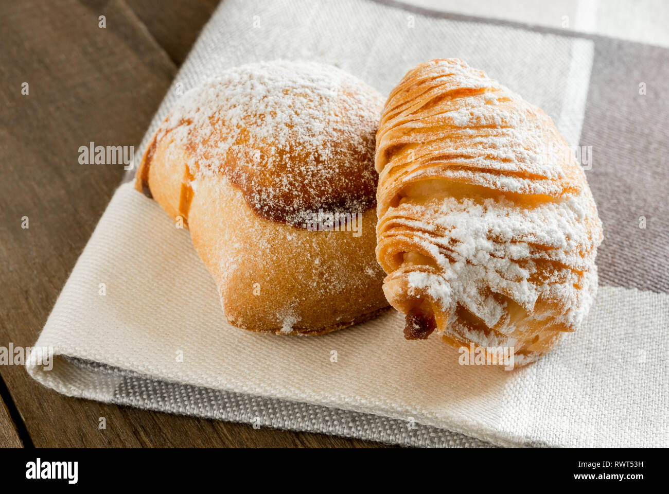Typical Neapolitan Pastry Called Sfogliatella Riccia And Frolla Stock typical-neapolitan-pastry-called-sfogliatella-riccia-and-frolla-stock