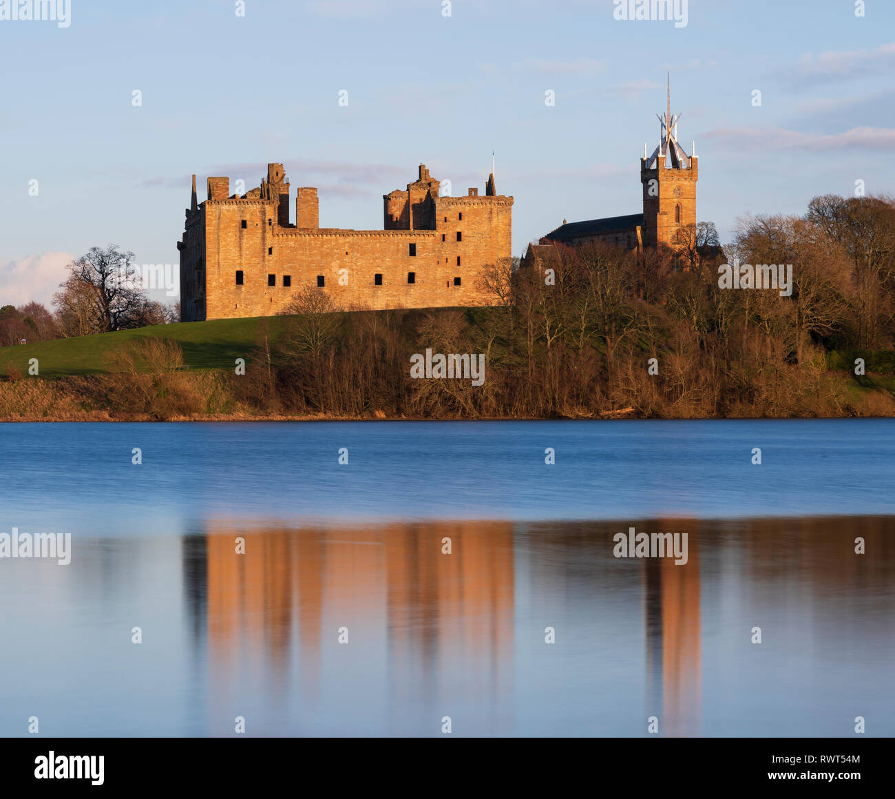 View of Linlithgow Palace in Linlithgow, West Lothian, Scotland, UK. Birthplace of Mary Queen of Scots. Stock Photo