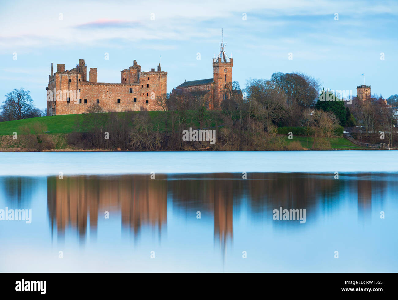 View of Linlithgow Palace in Linlithgow, West Lothian, Scotland, UK. Birthplace of Mary Queen of Scots. Stock Photo