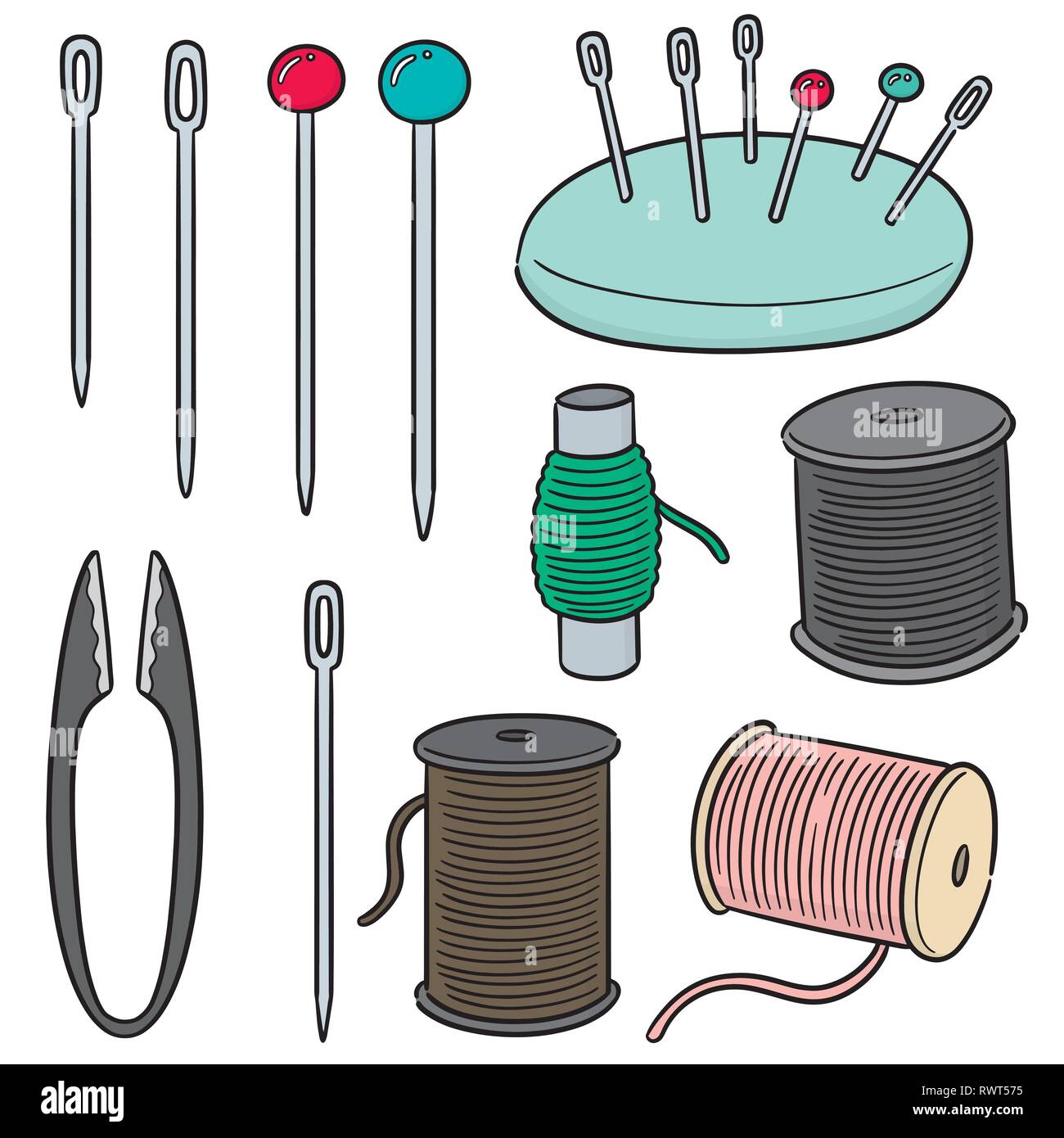 vector set of sewing accessories Stock Vector Image & Art - Alamy