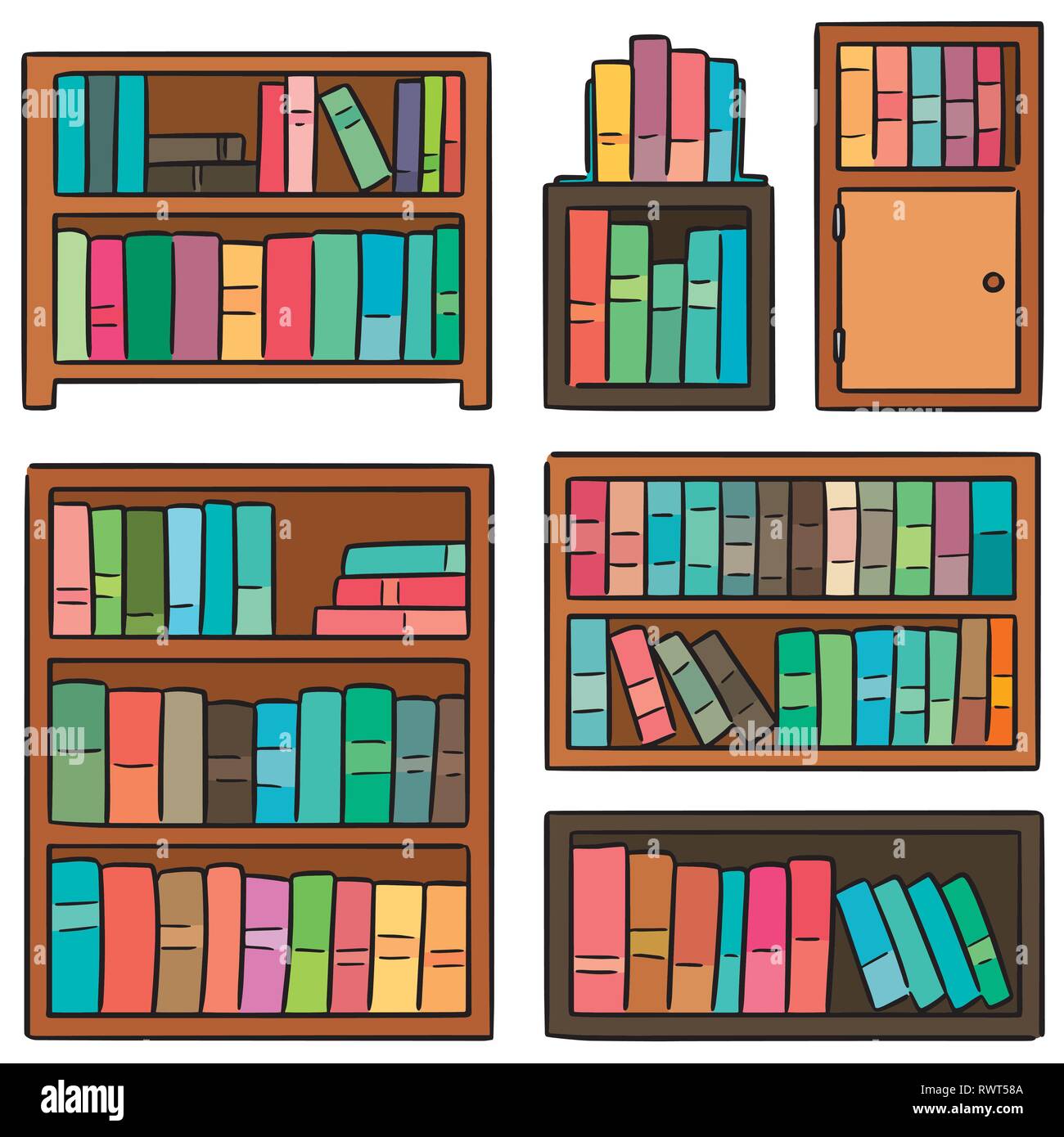 vector set of bookshelf Stock Vector Image & Art - Alamy
