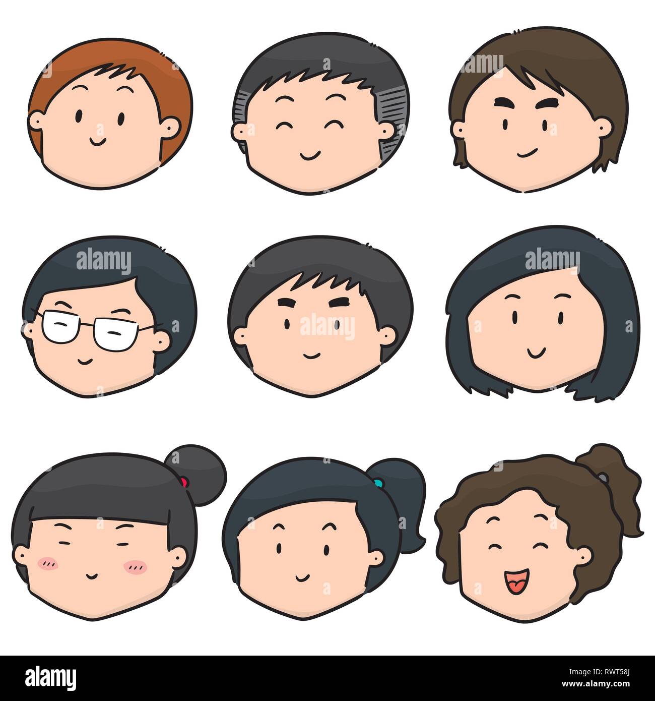 vector set of cartoon face Stock Vector Image & Art - Alamy