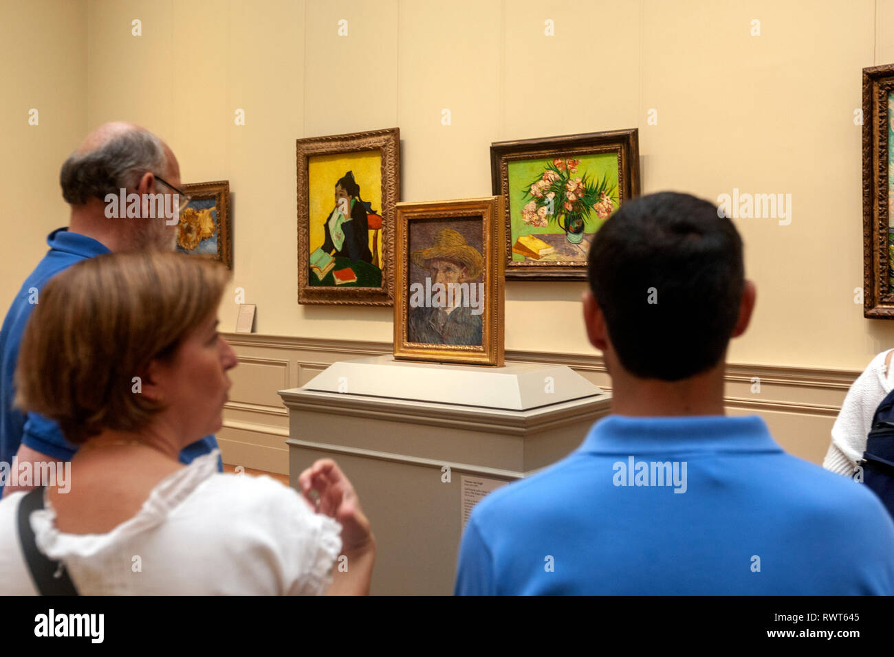 Visitors viewing the van Gogh, Self-Portrait with HatThe Metropolitan Museum of Art, Manhattan, New York USA Stock Photo - Alamy