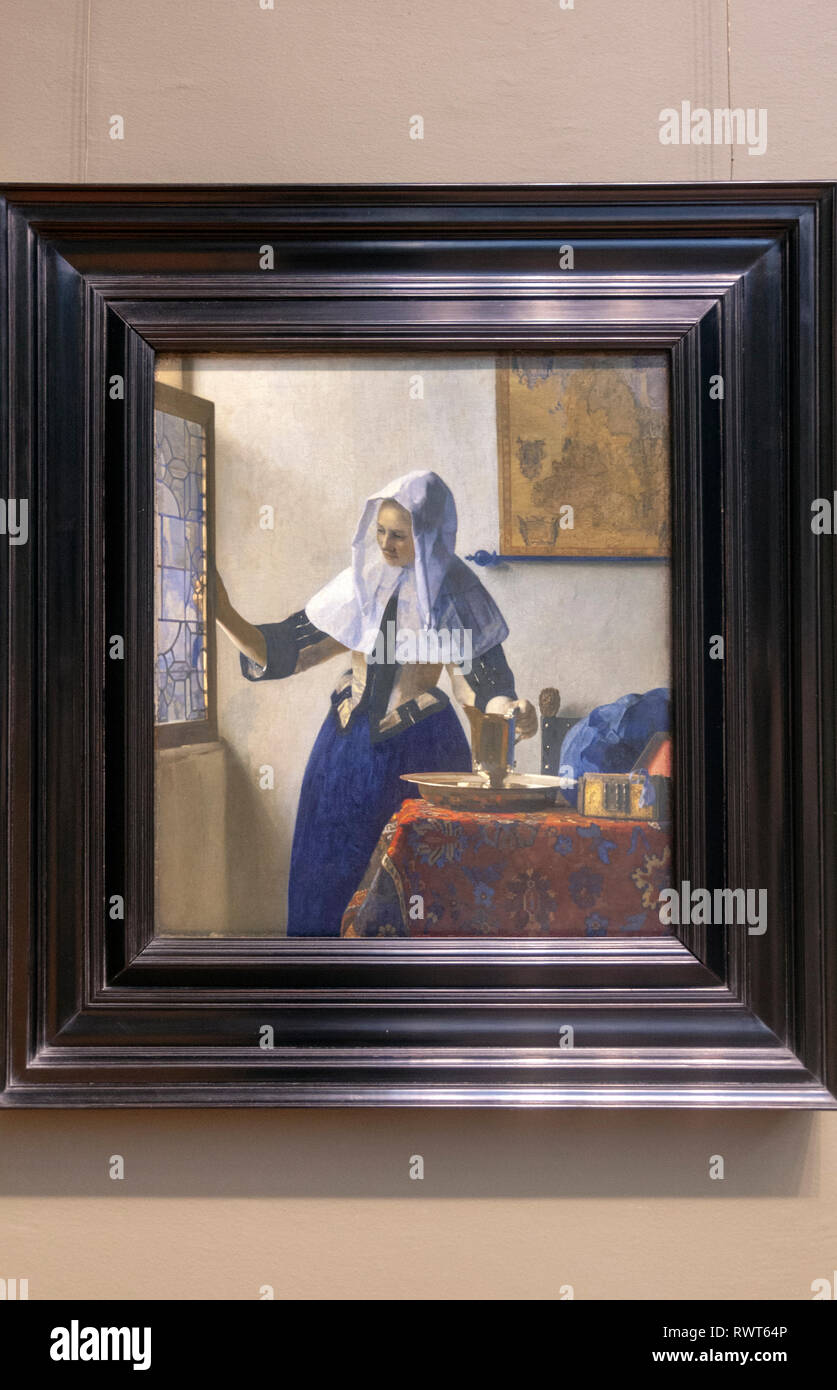 Young Woman with a Pitcher, painting by Johannes Vermeer, The
