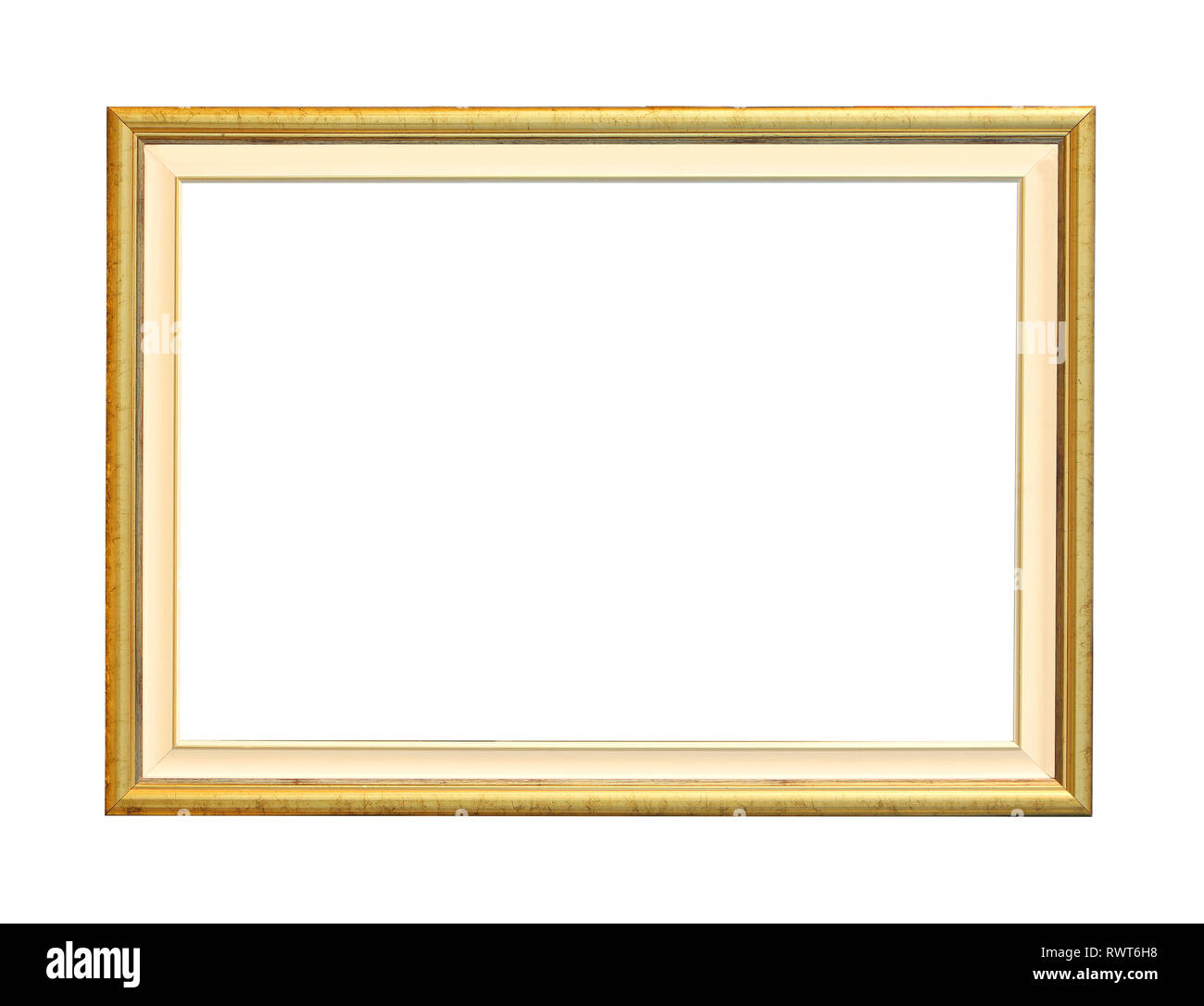Modern empty gold metal frame isolated on white background Stock Photo ...