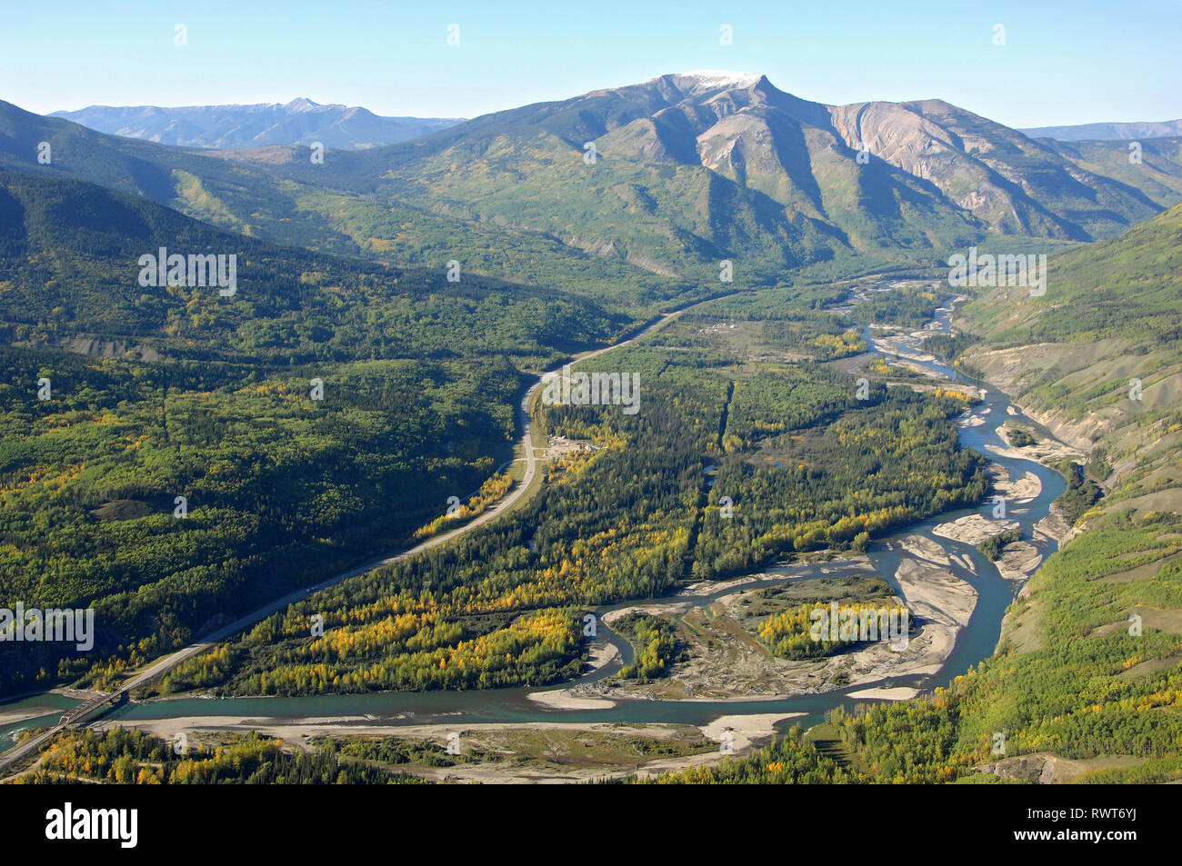 aerial, Smoky River, Grande Cache, Alberta Stock Photo Alamy