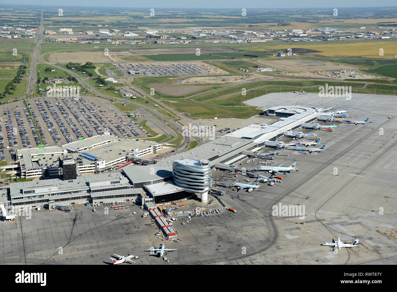 aerial, Edmonton International Airport CYEG, Nisku, Alberta Stock Photo
