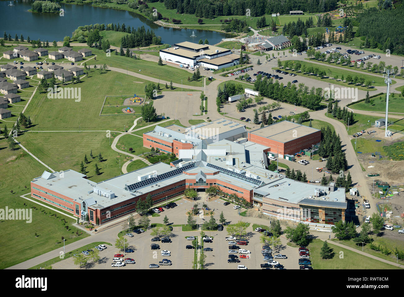 aerial, Lakeland College, Lloydminster, Alberta, Canada Stock Photo