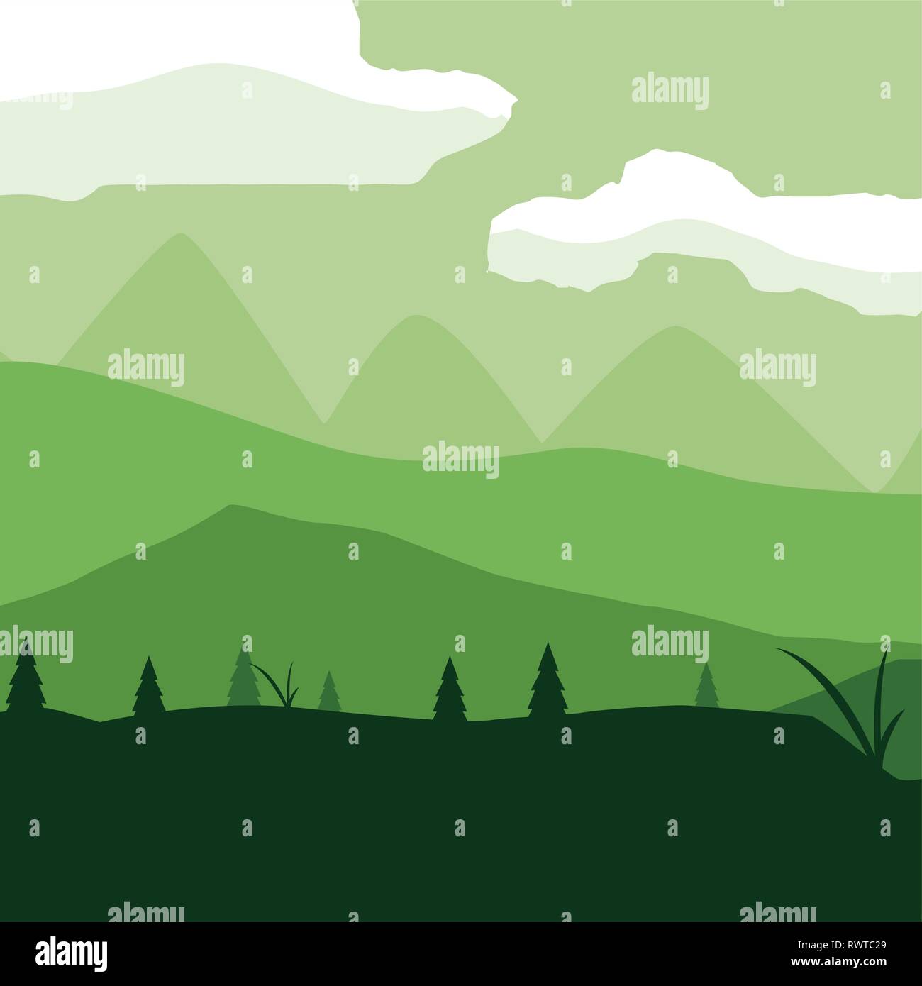 forest landscape scene icon vector illustration design Stock Vector ...