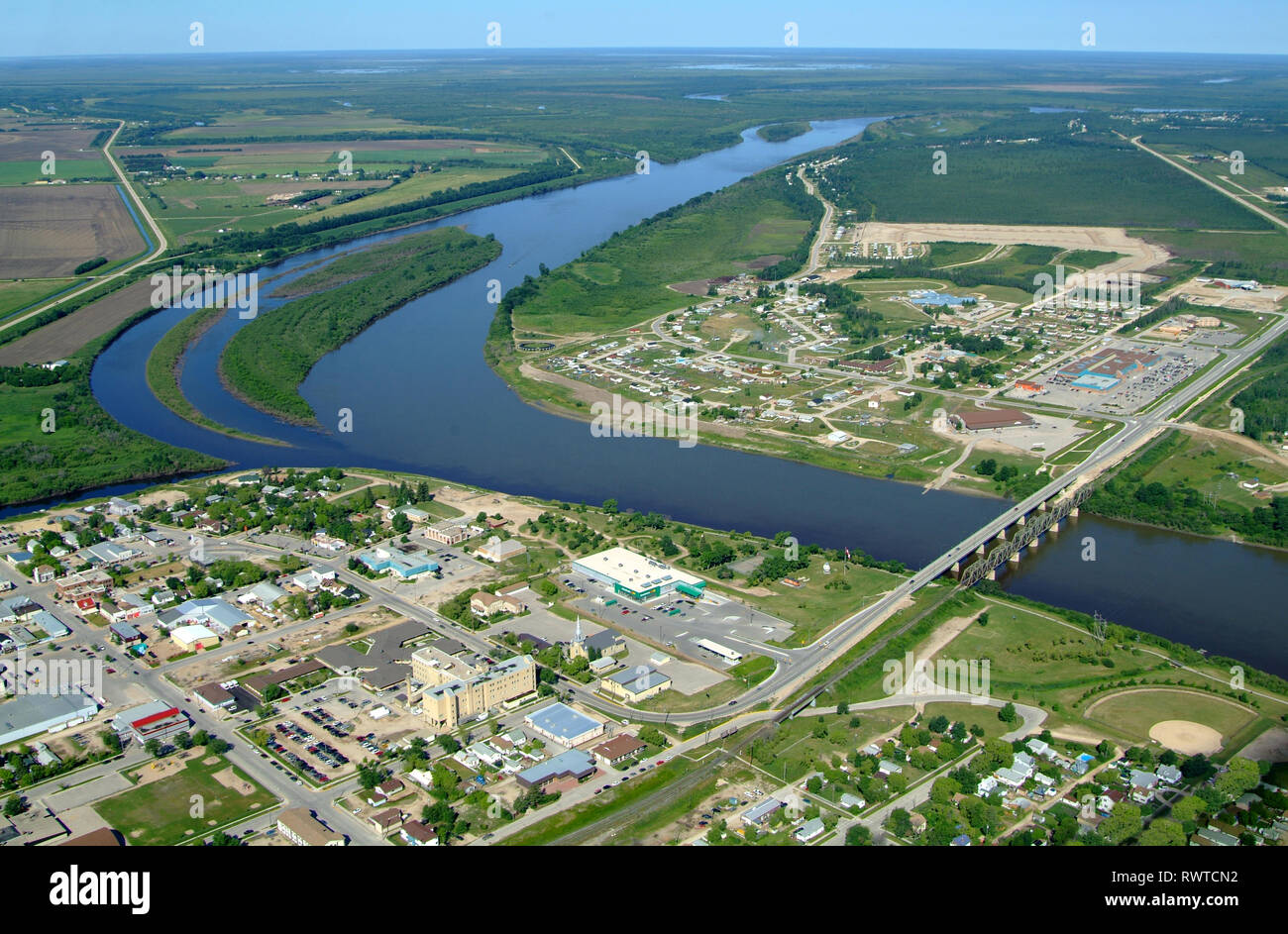 aerial,Saskatchewan River The Pas, Manitoba Stock Photo Alamy