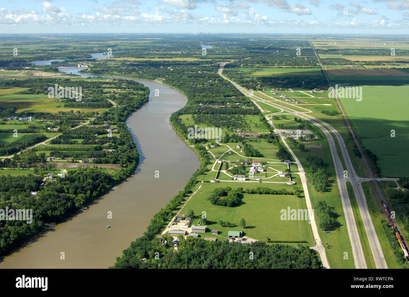 aerial, Lower Fort Garry, Red River, St Andrews, Manitoba Stock Photo