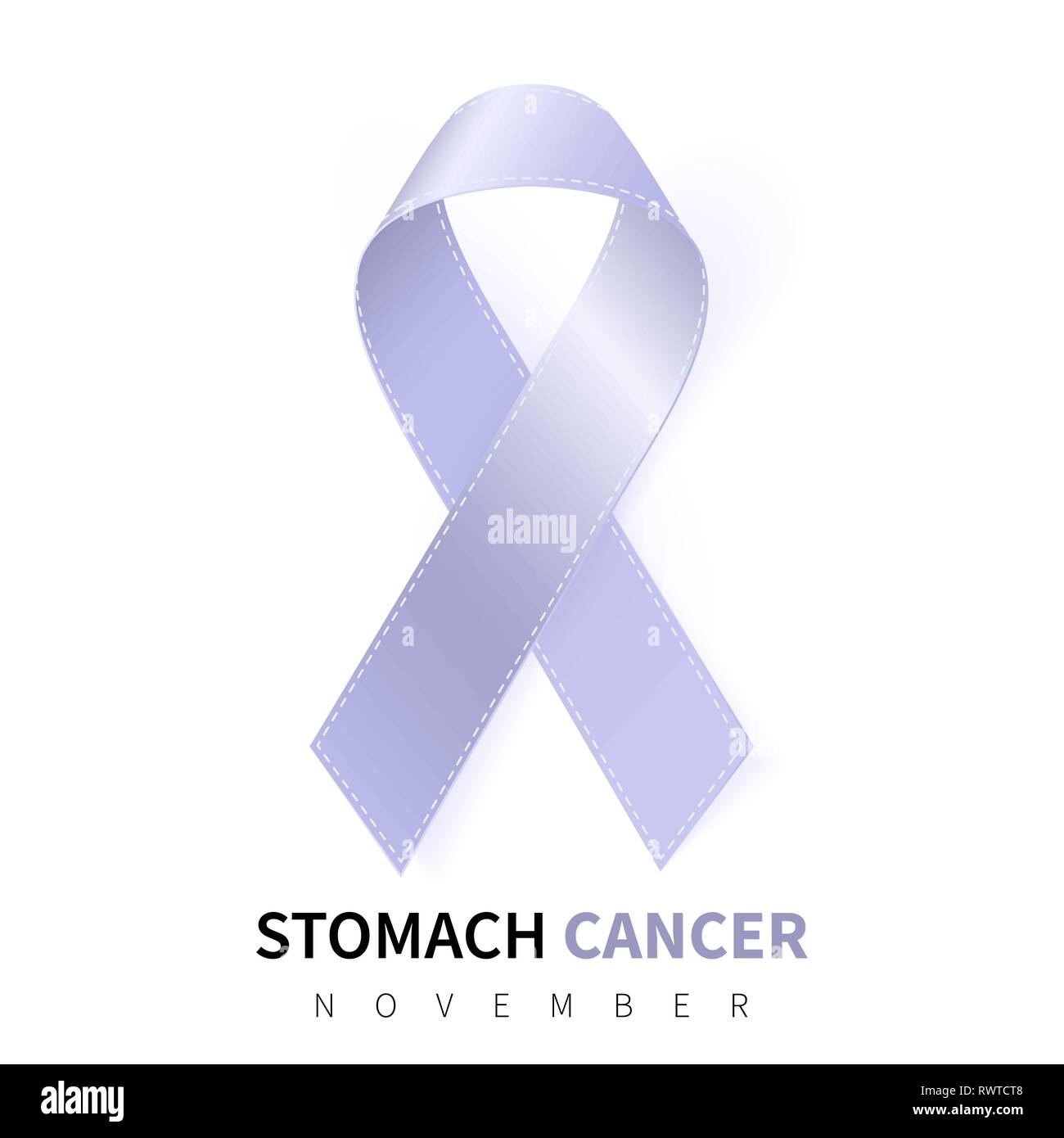 Stomach Cancer Awareness Month. Realistic Periwinkle ribbon symbol. Medical Design. Vector illustration. Stock Vector