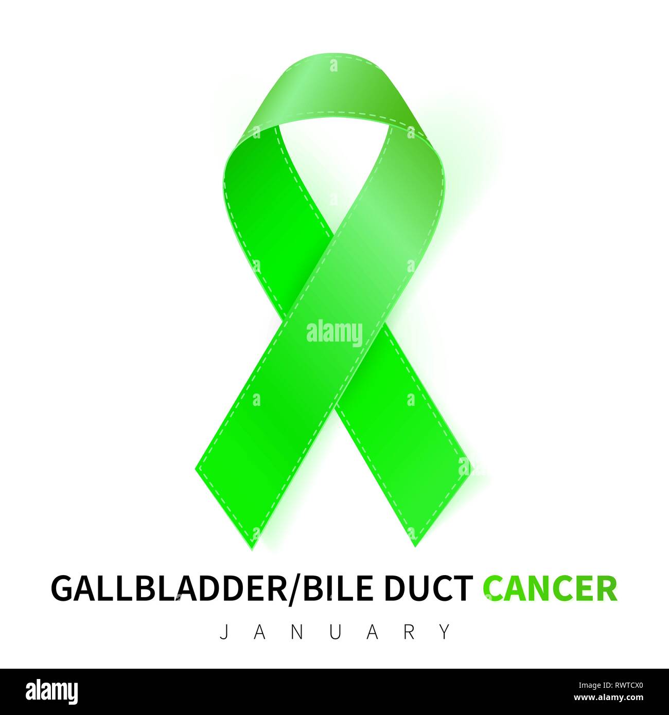 Gallbladder and Bile Duct Cancer Awareness Month. Realistic Kelly Green  ribbon symbol. Medical Design. Vector illustration Stock Vector Image & Art  - Alamy