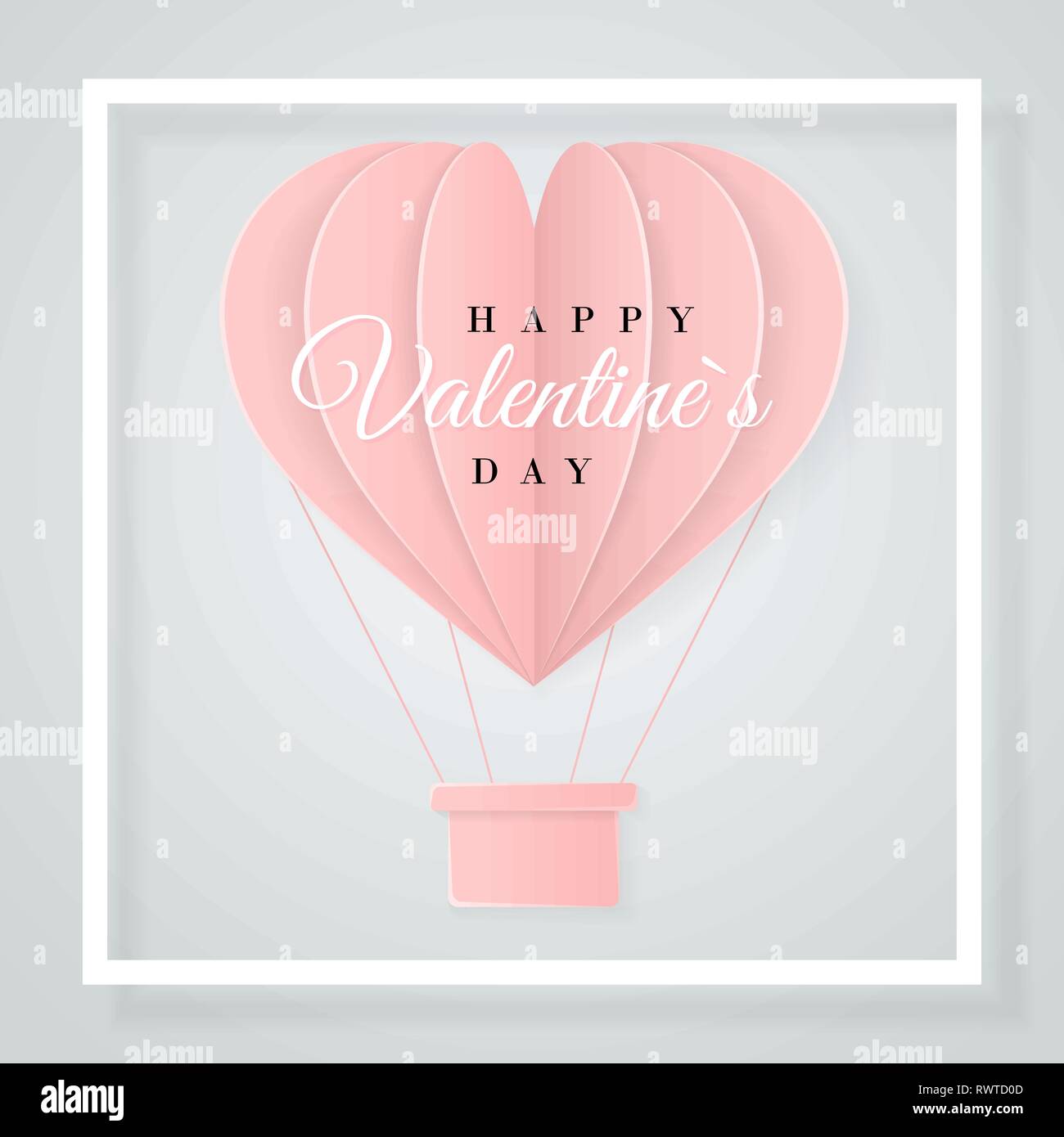 Happy valentines day retro invitation card template with origami paper ...