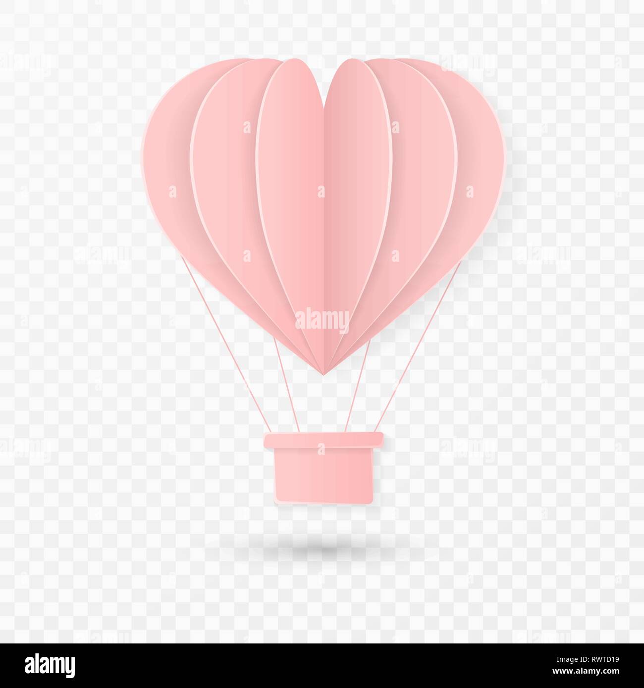 Happy valentines day retro invitation card template with origami paper ...