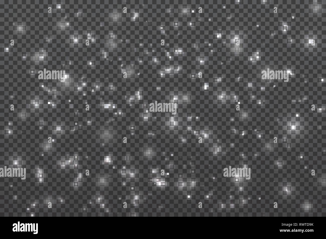 Christmas snow. Falling snowflakes on transparent background. Snowfall ...