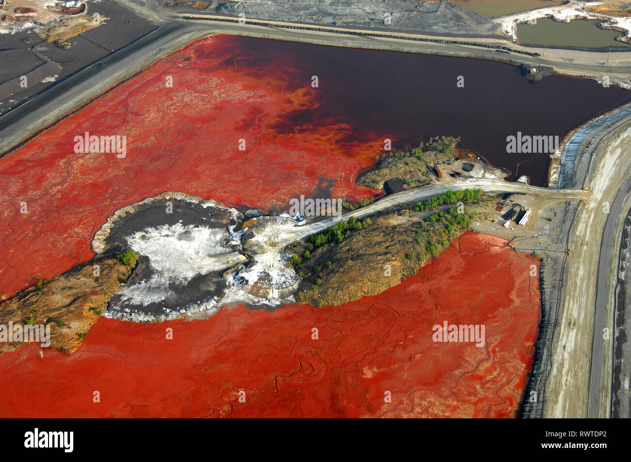aerial,mine tailings, Flin Flon, Manitoba Stock Photo Alamy