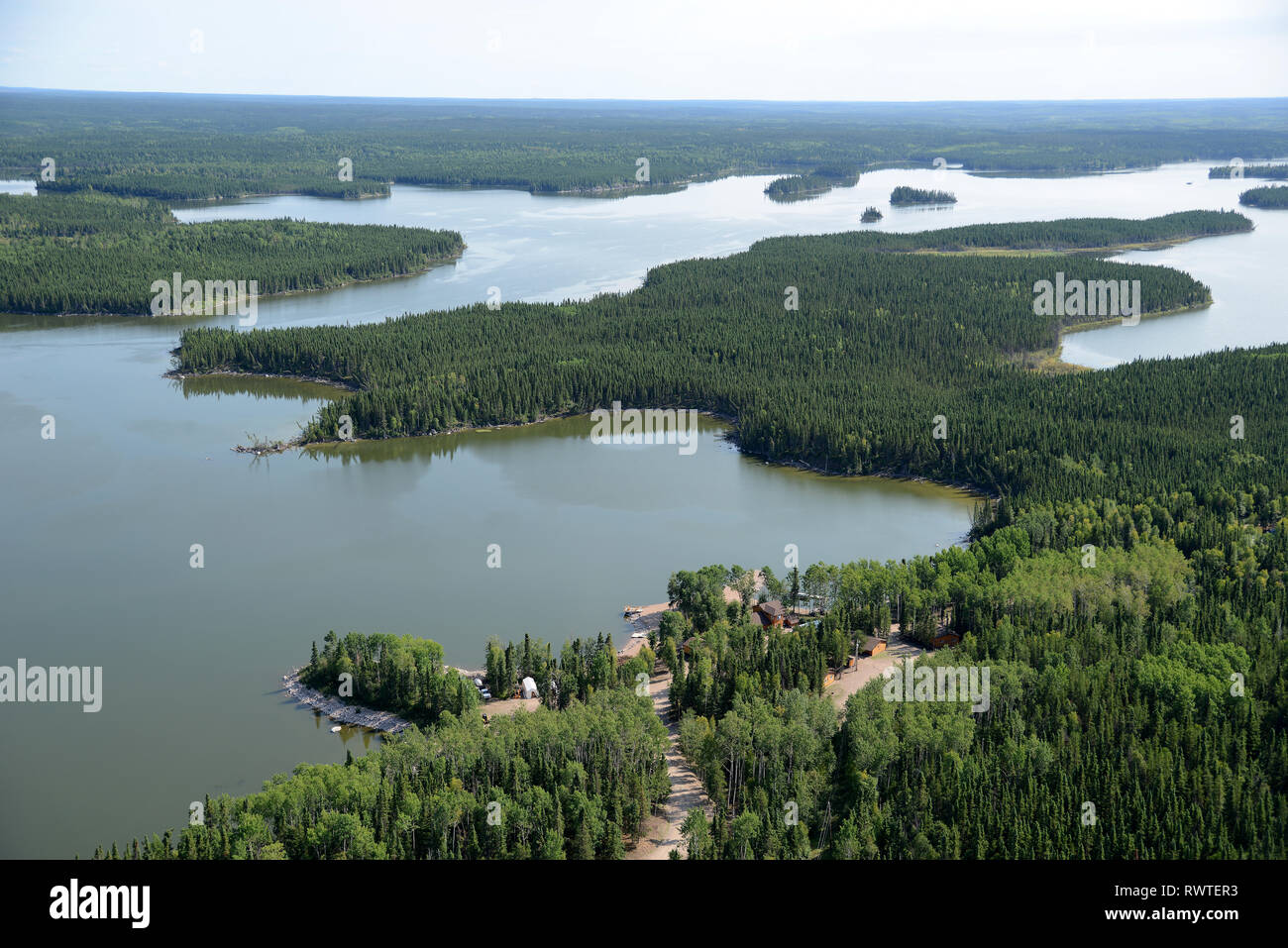 aerial, Churchill River Lodge, Leaf Rapids, Manitoba Stock Photo Alamy