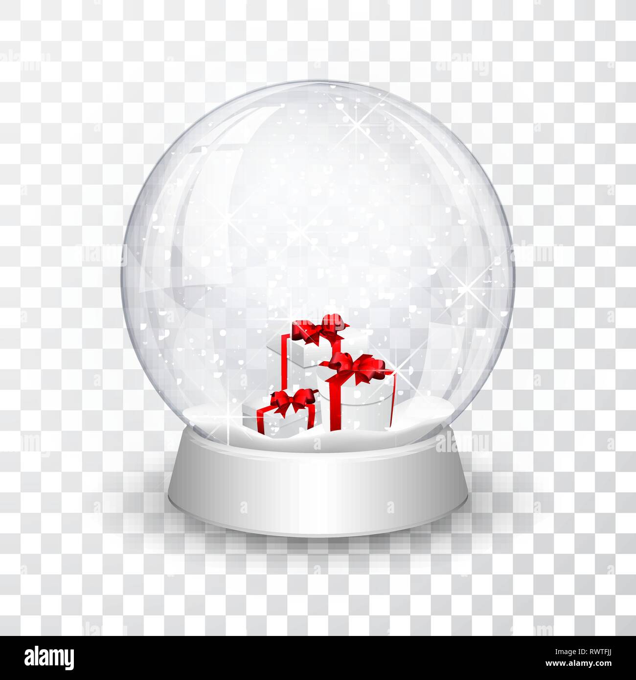 snow globe ball with gift boxes realistic new year chrismas object ...