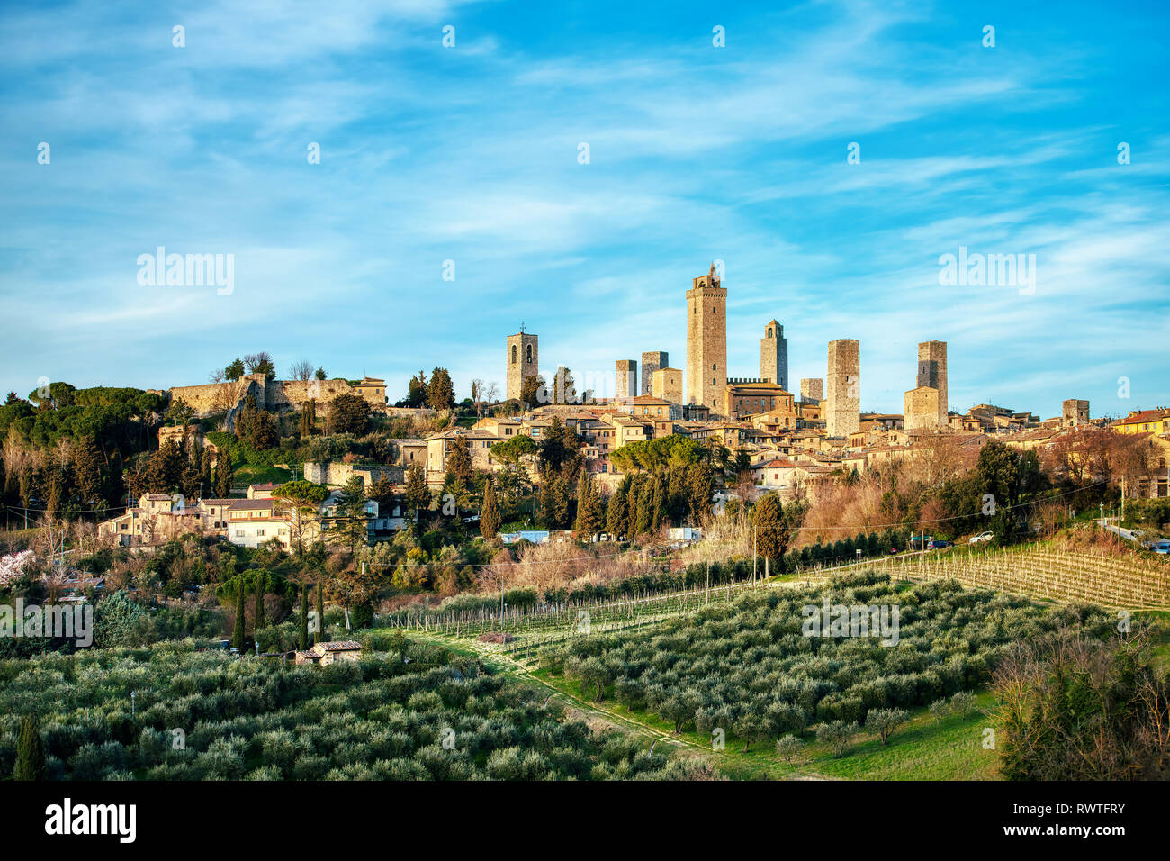 Saint Gimignano. medieval city in Tuscany Italy. Called the Manhattan of the Middle Ages Stock Photo