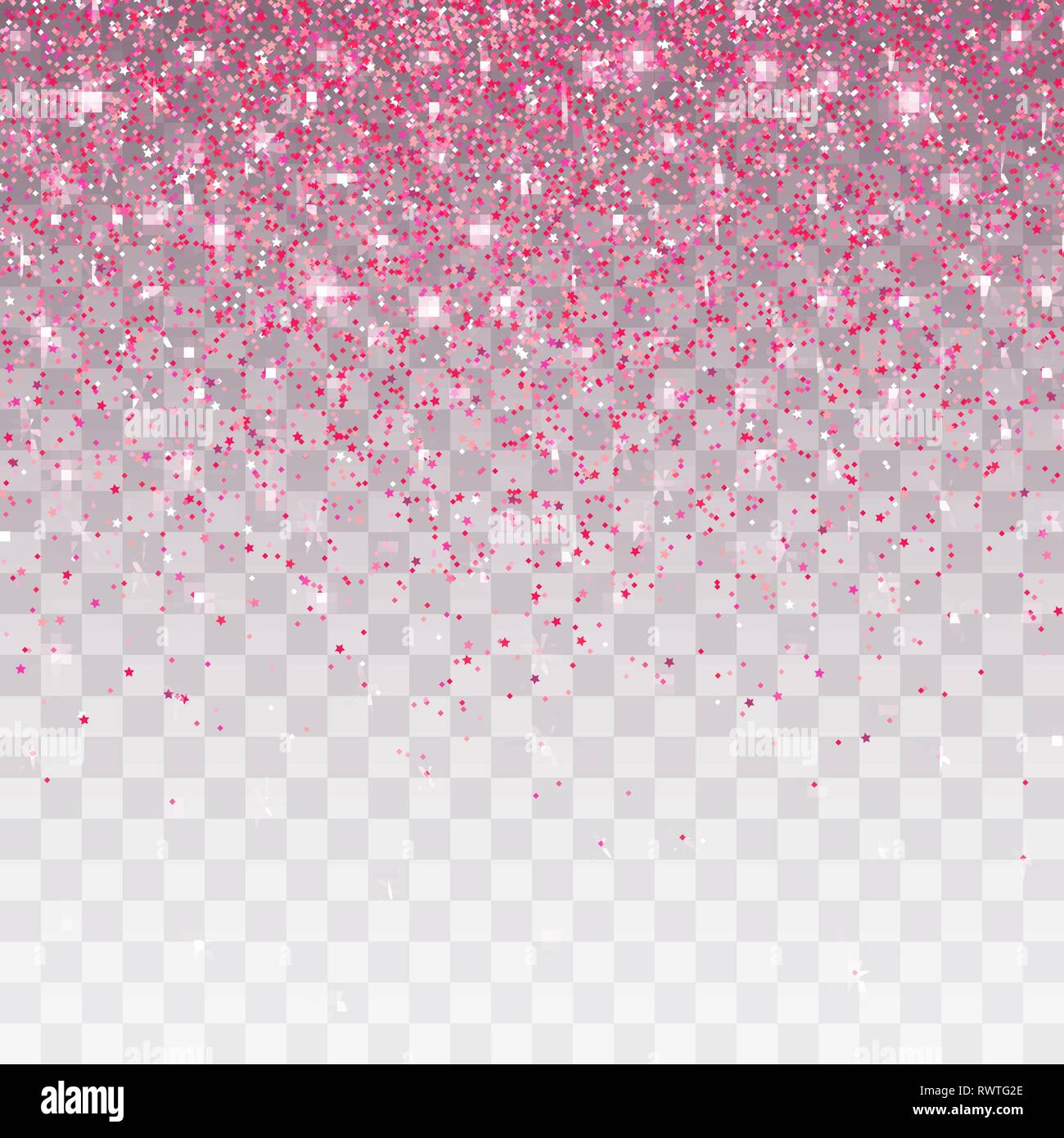 Silver glitter sparkle on a transparent background. Silver Vibrant  background with twinkle lights. Vector illustration Stock Vector