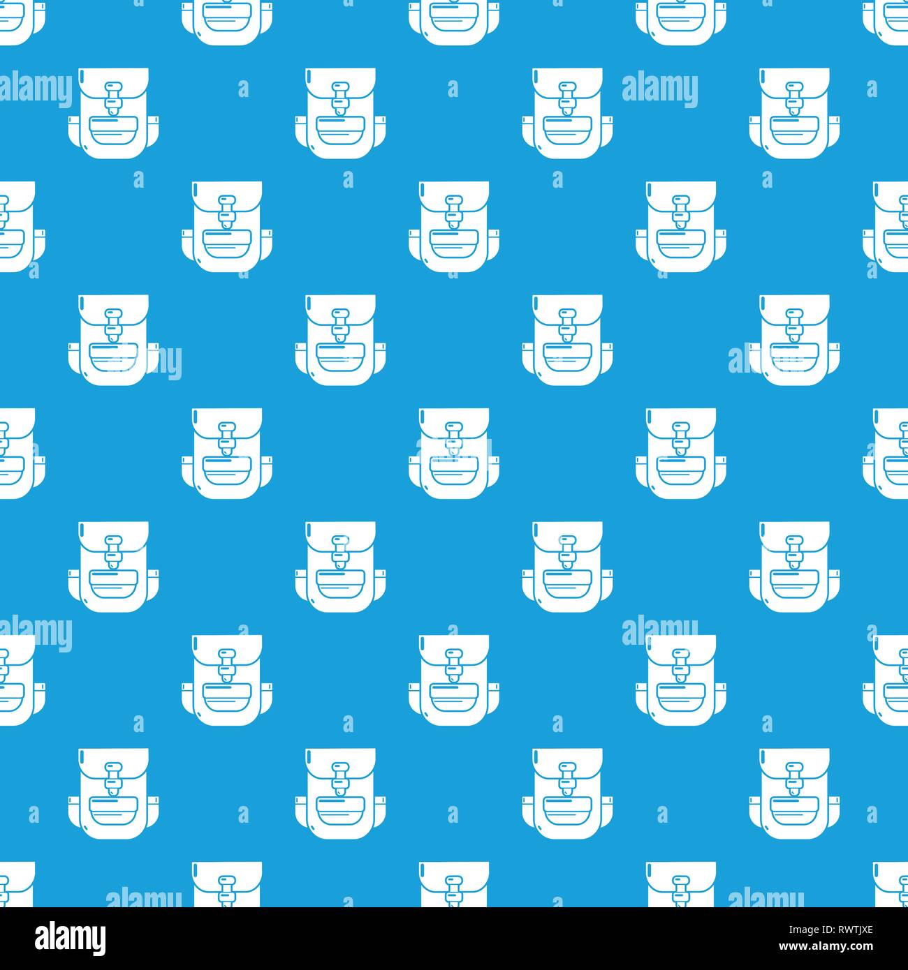 Backpack education pattern vector seamless blue Stock Vector