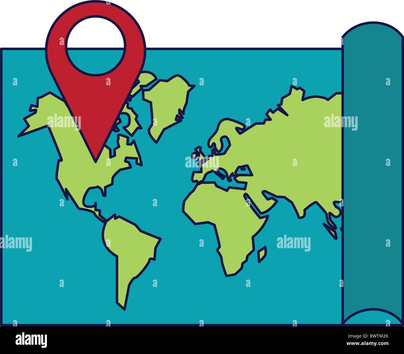 world map with pin location symbol Stock Vector Image & Art - Alamy