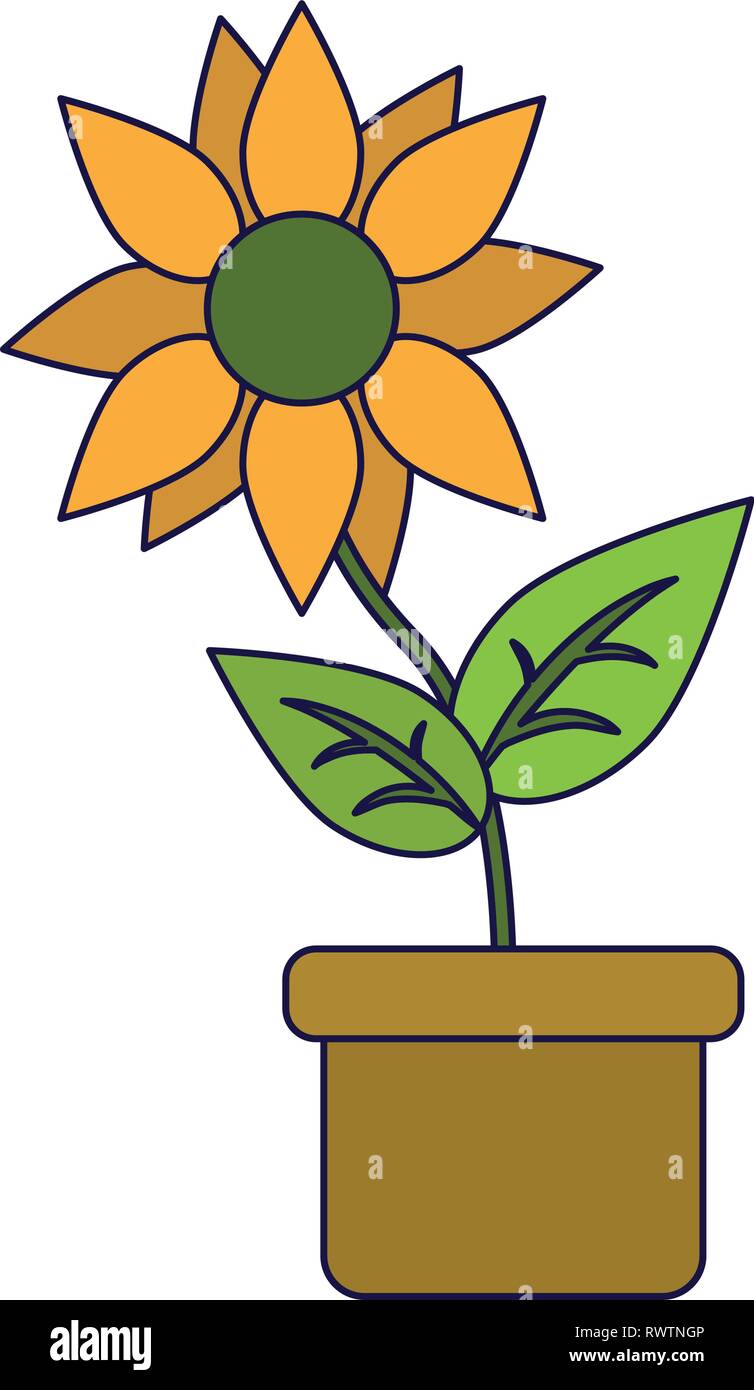 Sunflower in pot cartoon Stock Vector Image & Art Alamy