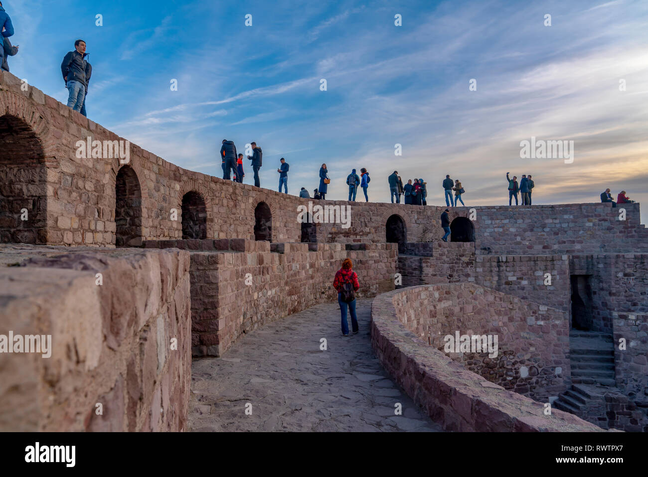 Ankara/Turkey-February 02 2019: People enjoying on the top of Ankara Castle Stock Photo