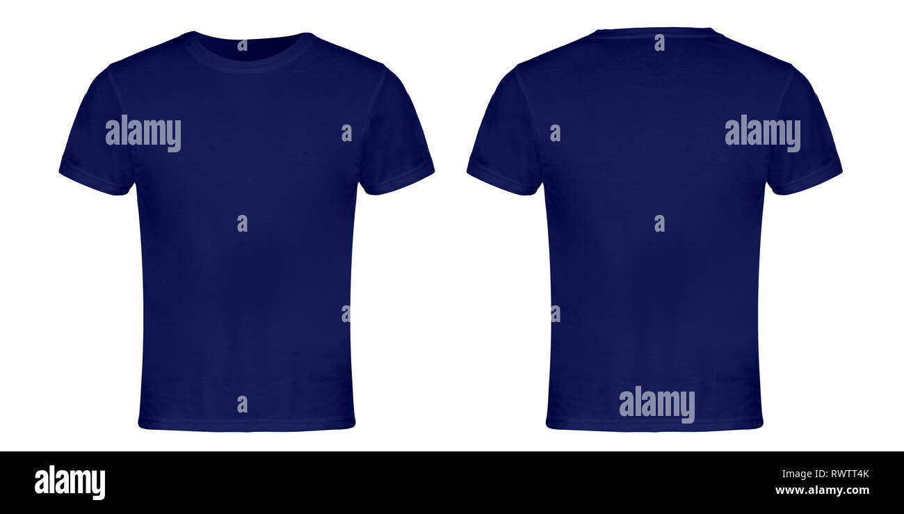 Blue Blank T-shirt Front and Back Stock Photo
