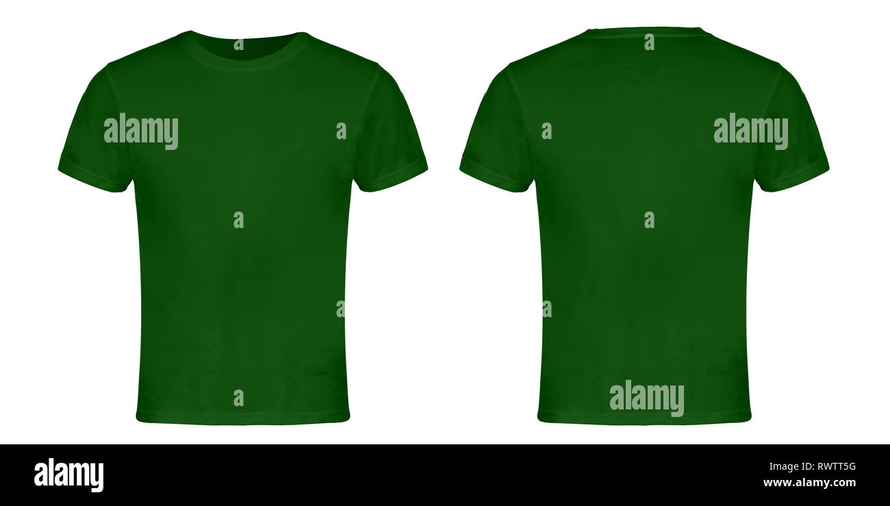 Green Blank T-shirt Front and Back Stock Photo