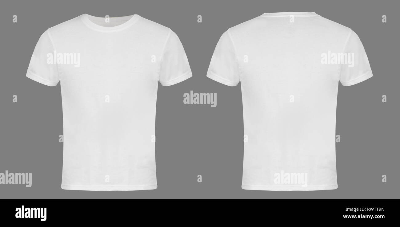 White Blank T-shirt Front and Back Stock Photo