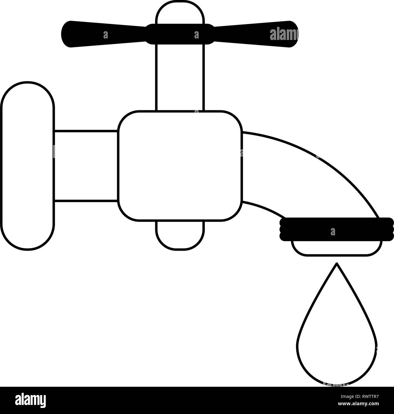 Water faucet with drop in black and white Stock Vector Image & Art - Alamy