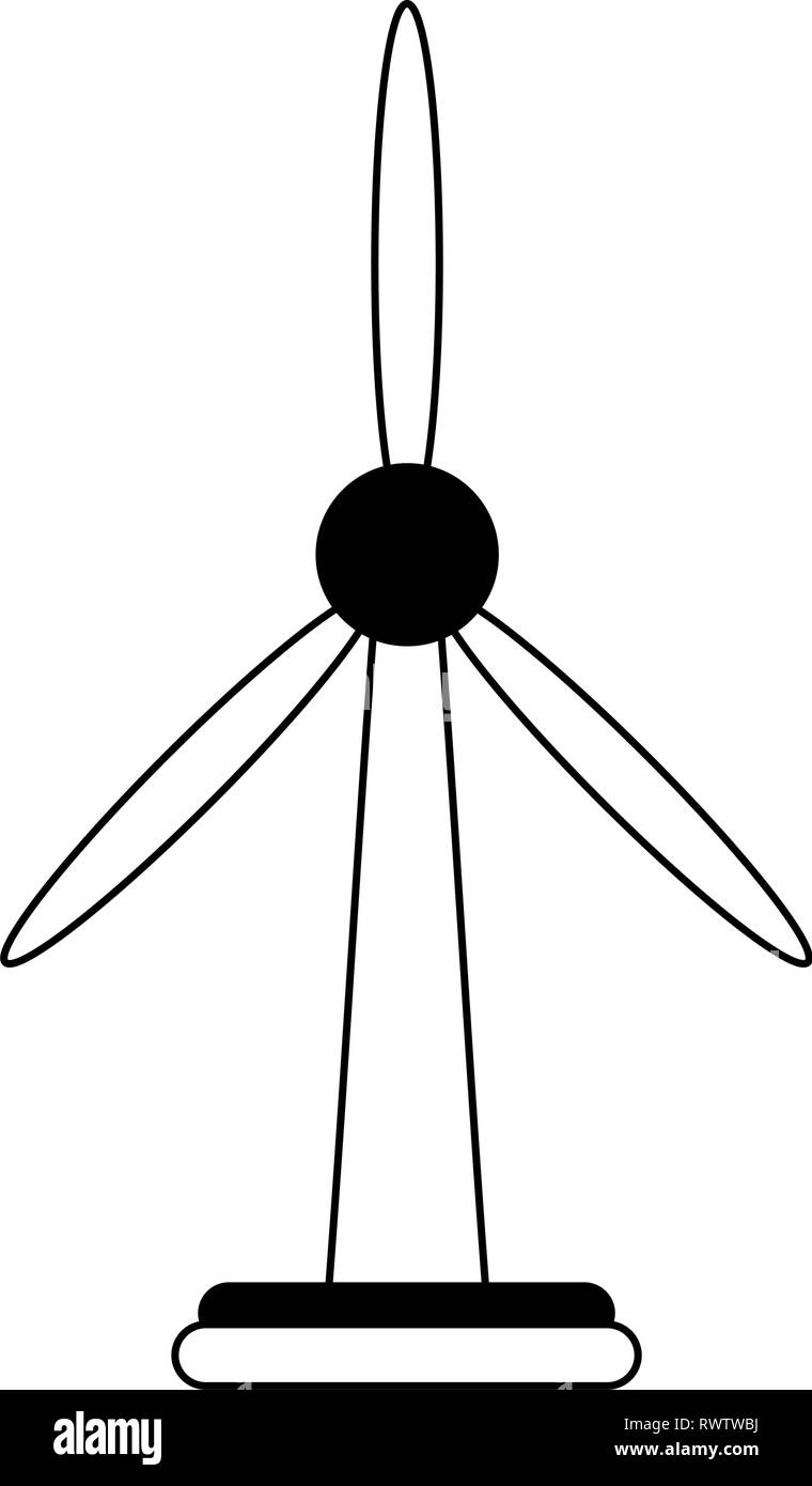 Wind turbine green energy isolated in black and white Stock Vector ...