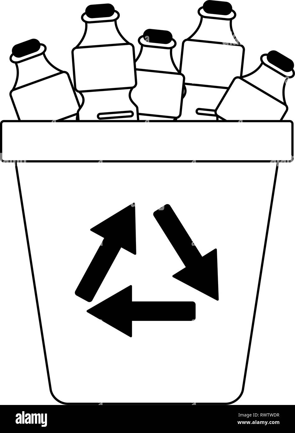 Recycle trash can symbol in black and white Stock Vector Image & Art