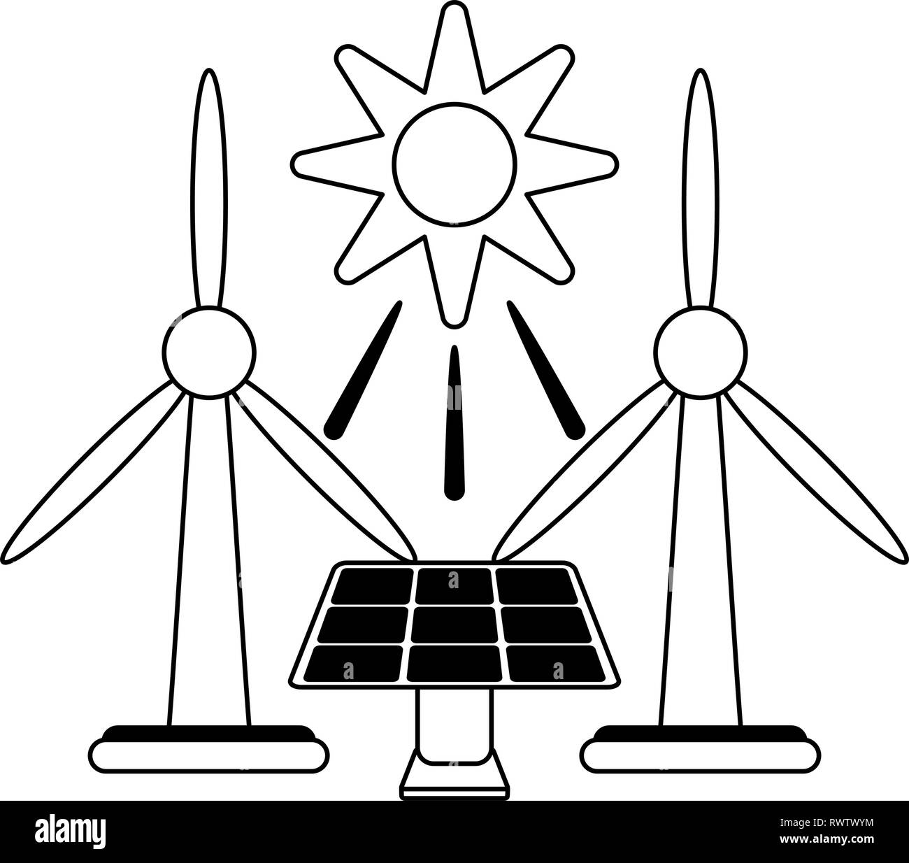 Ecology green energy in black and white Stock Vector Image & Art - Alamy