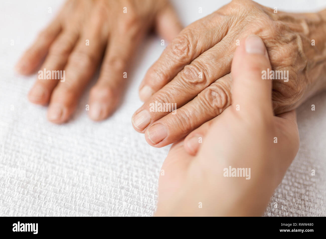 Providing care and support for elderly Stock Photo