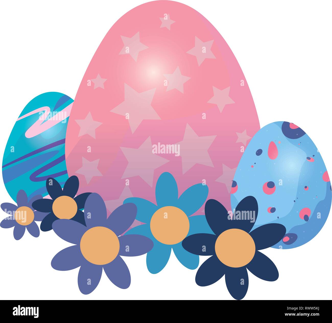 eggs flowers decoration happy easter vector illustration Stock Vector ...